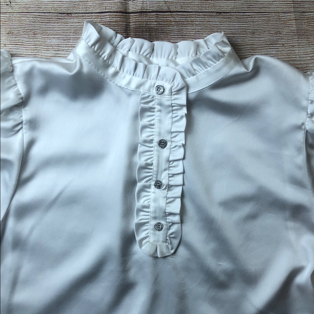 Karl Lagerfeld Ivory Ruffle Detail Blouse 🧡 - Picture 5 of 6